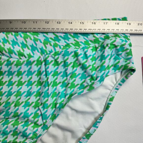 Ninety-Nine° High-Waist Cheeky Swim Bottoms Juniors Plus Size 2X Blue Green - Picture 2 of 7